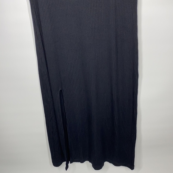 Reformation Jeans Black Olympia Short Sleeve Side Slit Dress Size XL - Picture 5 of 9